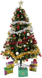 Flippy Karácsonyi Műfenyő és Díszítő Elemek Készlet, piros fenyőtobozokkal díszítve, magasság 210 cm, átmérő 137 cm, 1172 ág, zöld, fém tartóval együtt (113072)