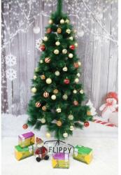 Flippy Mű karácsonyfa és díszítőelemek készlet fenyő típus, magassága 210 cm, átmérője 115 cm, 350 ág tűvel 3D 12 cm, Flippy, zöld, fém állvány mellékelve (113095)