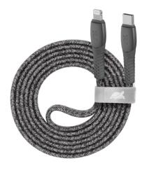 RIVACASE PS6107 GR12 Cablu împletitură din nylon tip C/Lightning, 1, 2 m Gri 4260709011578 (4260709011578)