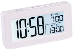 Trevi SLD 3P40 digitális ébresztőóra nagy, háttérvilágítású LCD kijelző, két külön beállítható ébresztés, fehér színben