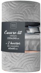 douceur d'intérieur Set cuvertură și față de pernă gri din catifea 220x240 cm Solange - douceur d'intérieur