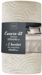 douceur d'intérieur Set cuvertură și față de pernă crem din catifea 220x240 cm Solange - douceur d'intérieur