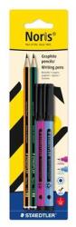 STAEDTLER Grafitceruza és hegyező készlet, STAEDTLER "Noris® színes kiadás készlet", hegyező lila és kék színben, 4 db