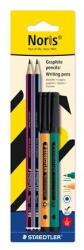 STAEDTLER Grafitceruza és hegyező készlet, STAEDTLER "Noris® színes kiadás készlet", narancssárga és zöld hegyező, 4 db