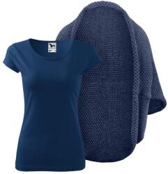 Bontis Set damă: Cardigan tricotat și tricou - Melanj denim / Albastru miezul nopții | L (set-L497/MAL122_7/mid_blue_L)