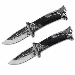 Depox Set de 2 cutite pliabil de vanatoare, DEPOX®, 23 cm, negru (0471)