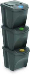 KEDEN Set de 3 coșuri pentru colectare selectivă Sortibox, piatră gri, 3×25 l Cos de gunoi