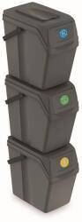 KEDEN Set 3 coșuri de gunoi Sortibox II, 3×25 l, piatră gri Cos de gunoi