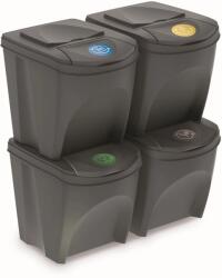 KEDEN Set de 4 coșuri pentru colectare selectivă Sortibox III, piatră gri, 4×25 l Cos de gunoi