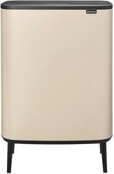 Brabantia Bo Touch Bin Hi hulladékgyűjtő Soft-Close fedéllel, magasított, lábakon álló, műanyag tartály, XXL, 60L - M méret, acél, világos bézs - 247941 (247941)