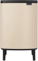 Brabantia Bo Waste Bin Hi hulladékgyűjtő felnyitható, Soft-Close fedéllel, magasított, lábakon álló, műanyag tartály, 12L - C méret, acél, világos bézs - 251665 (251665)