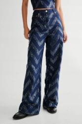 Nasty Gal Sötétkék Farmer Nadrág Hosszú Széles Szárú Flitteres Nasty Gal 36
