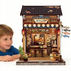 Bedee Miniatűr Japán Házikó Izakaya Led Világítással Barna Fa (MINIATUROWY DOMEK JAPOŃSKI IZAKAYA )