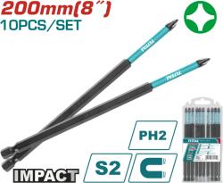 TOTAL Set 10 biti de impact TOTAL PH2, 200 mm, magnetici, otel S2 (TACIM16PH285) Surubelnita