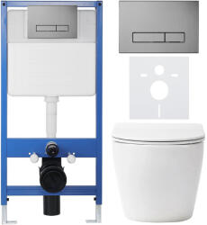 Cerano - Komplett WC szett Profi/Cesso - matt fehér - WC nyomógomb Slim/Sötétszürke - falsík előtti beépítés - 49x36 cm (CER-518932)