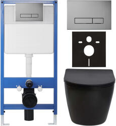 Cerano - Komplett falsík alatti WC-szett Lite/Cesso - matt fekete - Slim WC-nyomógomb, sötétszürke - falsík előtti/gipszkarton - 49x36 cm (CER-653240)