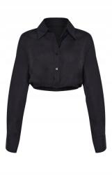 Prettylittlething Fekete Rövid Klasszikus Hosszú Ujjú Ing Prettylittlething 36
