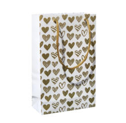 Paper Craft SET 10 pungi de cadou medii cu model inimioare aurii