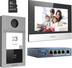 Hikvision Kit videointerfon Hikvision WiFi 2.4GHz cu monitor 7 inch si PoE (DS-KIS604-S)