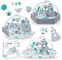 Kidwell Covoras multifunctional kidwell yoga , cu arcade, laturi ridicate, 12 bile si 5 jucarii interactive si geanta
