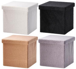 AdTrend Set 4 tabureti pliabili cu spatiu depozitare piele ecologica 38 x 38 x 38 cm (117282)
