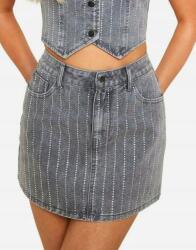 Boohoo Szürke Egyenes Farmerszoknya Zsebekkel Boohoo Díszítéssel 38
