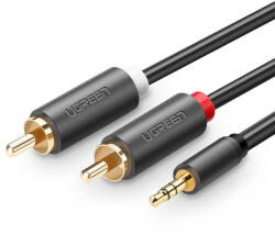 UGREEN Cablu UGREEN AV102 2x RCA cable (Cinch) jack 3.5 mm, 2m (black)