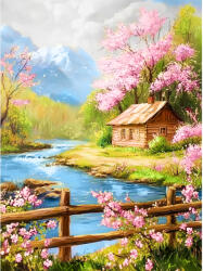 Art City Set goblen cu diamante, cu sasiu, Primavara la munte, 30x40 cm (VA850)