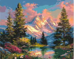 Figured Art Set pictura pe numere, cu sasiu, Peisaj alpin la apus de soare, 40x50 cm (FA10690-Y)