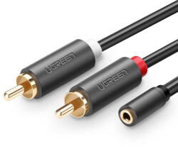 UGREEN Cablu UGREEN AV102 2x RCA cable (Cinch) jack 3.5 mm 1m (black)