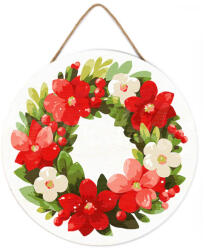 Figured Art Set pictura pe numere rotunda, pe lemn, Coronita de flori rosii, O30cm (RFA069)