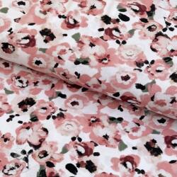  Viszkóz POPLIN STRETCH Flowers white digital print