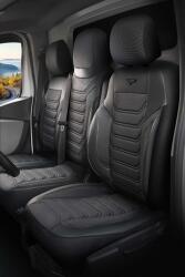 PANDA-CSC Huse auto dedicate Florida negru-gri | Textil Piqué + Piele ecologică | Față 2+1, pentru OPEL MOVANO B (2010-2021)