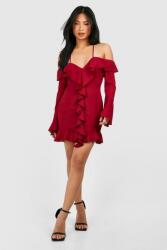 Boohoo Elegáns Ruha Fodros 38-AS