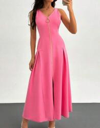 Shein Rózsaszín Midaxi Ruha V-nyakkivágással Shein Trapéz Cipzárral M