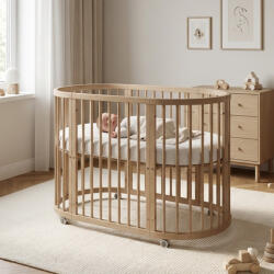 New Baby Gyermek növekedő 3-az-1-ben ovális kiságy + matrac New Baby dió színű