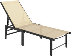 Outsunny Șezlong Rabatabil de Grădină Exterior cu Spătar Reglabil în 4 Poziții și Cadru din Oțel 166x60x84 cm Kaki | Aosom Romania (84G-596V00KK)
