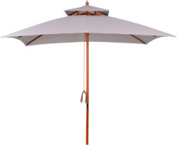 Outsunny Umbrelă de Grădină cu Sistem cu Coardă și Parasolar cu 2 Niveluri, 300x300x297 cm, Gri | Aosom Romania (840-026GY)