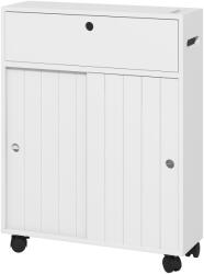 Kleankin Corp de depozitare toaletă/baie cu locaș pentru hârtie igienică pe roți - 52 x 17 x 67 cm alb | Aosom Romania (834-606V80WT)