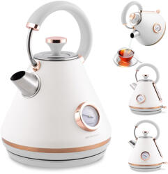Berdsen Vízforraló, Berdsen BD-701, 1700 ml, fehér, 1850-2200 W, fém ház, szárazonforrás elleni védelem, 360°-os talp, világító kapcsoló, kivehető vízkőszűrő, hőmérővel (TE370101)