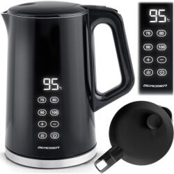 Berdsen Vízforraló, Berdsen BD-713, 1700 ml, fekete-ezüst, 1850-2200 W, érintőpaneles hőfokbeállítás, duplafalú, acél ház, szárazonforrás elleni védelem, 360°-os talp, hőmérővel (TE371300)