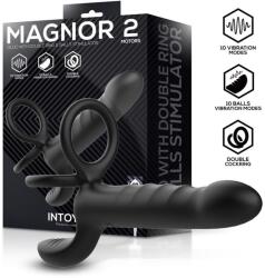 INTOYOU Magnor Dildo with Double Ring & Balls Stimulator Black