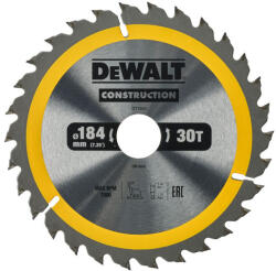 DEWALT CONSTRUCTION Fűrésztárcsa szeges fához 184 x 30 x 2, 6 mm / 30T (DT1942-QZ)