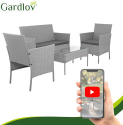 Gardlov szürke 4 személyes rattan kerti bútor 26910 (5900779961760)