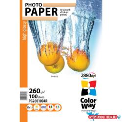 ColorWay magasfényű 260g/m2, 10х15, 100 lap (PG2601004R) (PG2601004R)