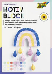 FOLIA Dekorkarton, 2 oldalas, 24x34 cm, 270 g, 20 lap, FOLIA "Basic Rainbow", 20 különböző minta (FL48249) - officepantry
