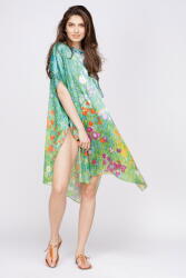 SHOPIKA Rochie de plaja tip poncho din matase cu model inspirat dupa Camp cu maci de Claude Monet Talie unica