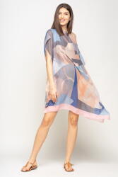 SHOPIKA Rochie de plaja tip poncho cu model abstract in nuante de roz, albastru si gri, vascoza Talie unica