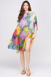 SHOPIKA Rochie de plaja tip poncho din matase cu model inspirat dupa o pictura impresionista Talie unica