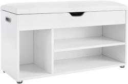 VASAGLE Pantofar cu banca capitonata VASAGLE, 3 compartimente, alb, 80 cm (EZ-LHS30W) Pantofar
